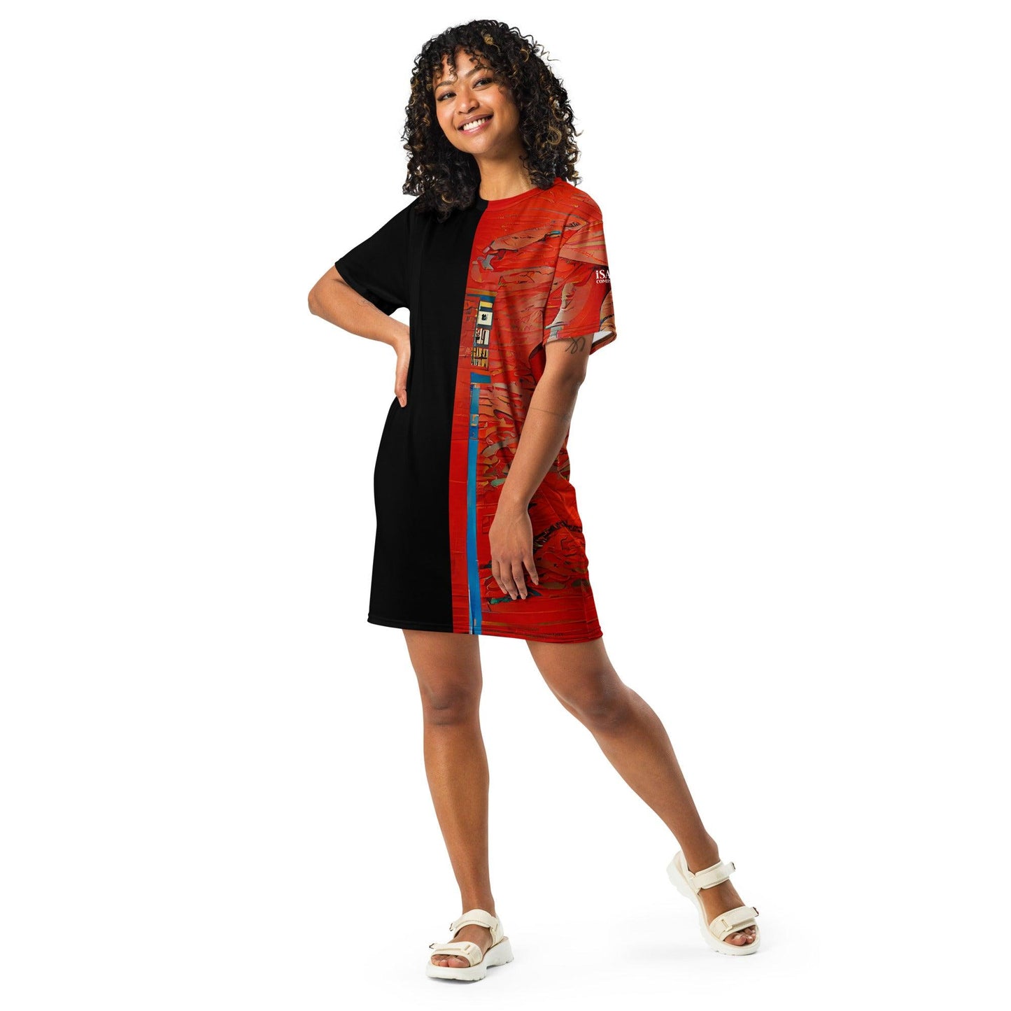 Half Black Half Hónghǎi - Womens T-Shirt Dress - iSAW Company