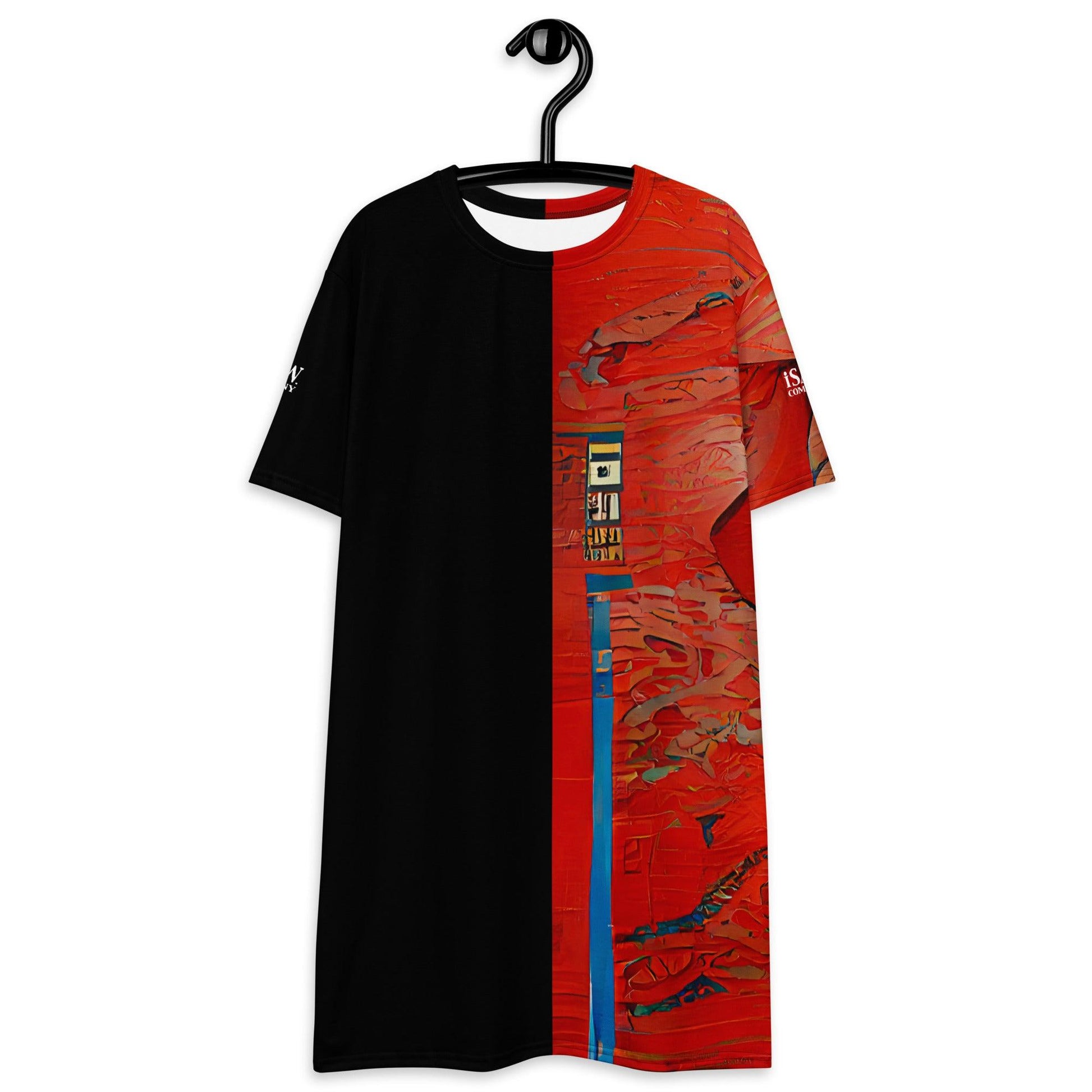 Half Black Half Hónghǎi - Womens T-Shirt Dress - iSAW Company