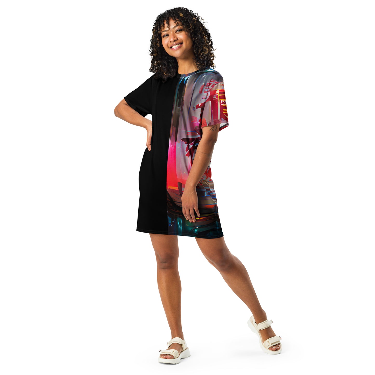 Half Black Half Báijiǔ - Womens T-Shirt Dress - iSAW Company