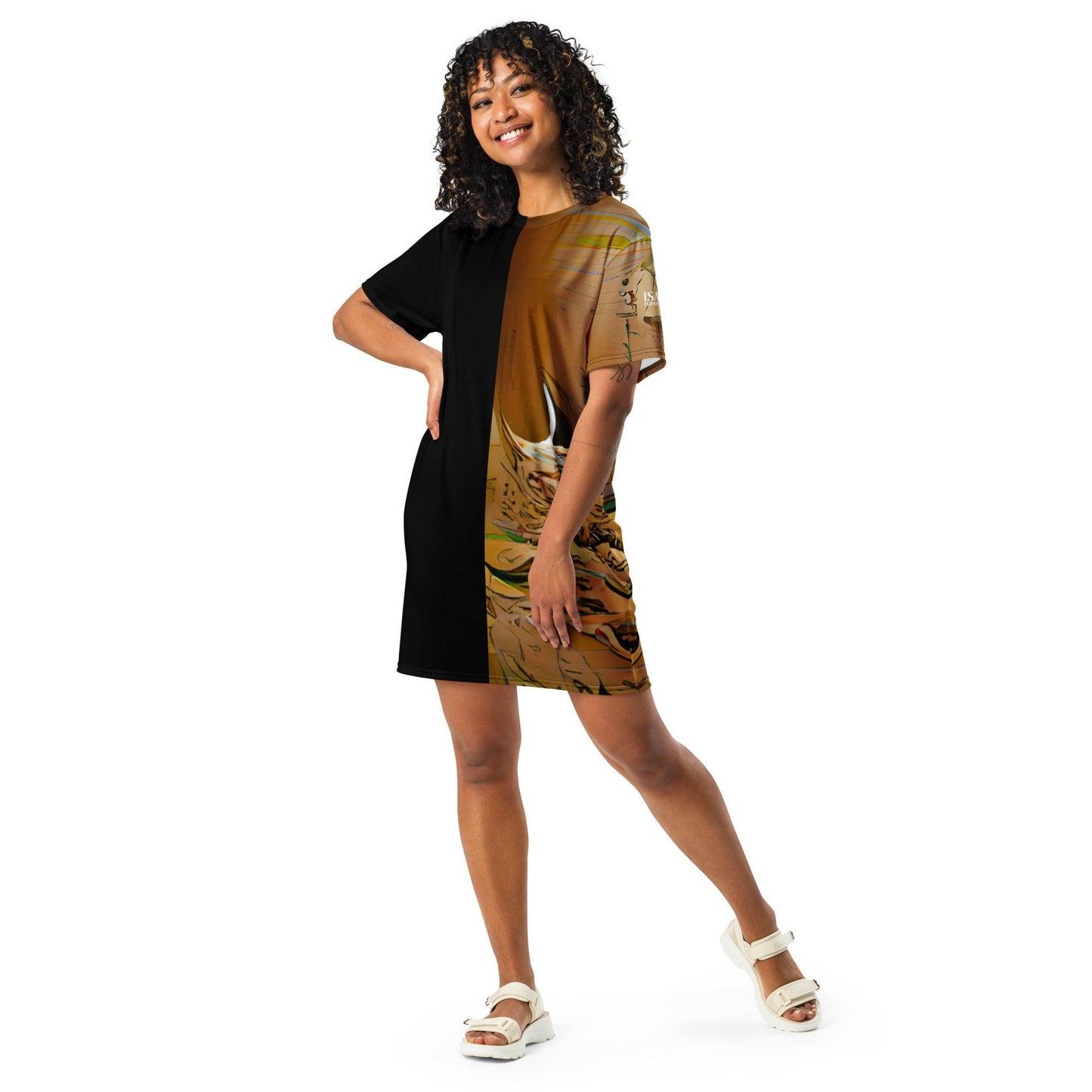 Half Black Half Gāolàng - Womens T-Shirt Dress - iSAW Company