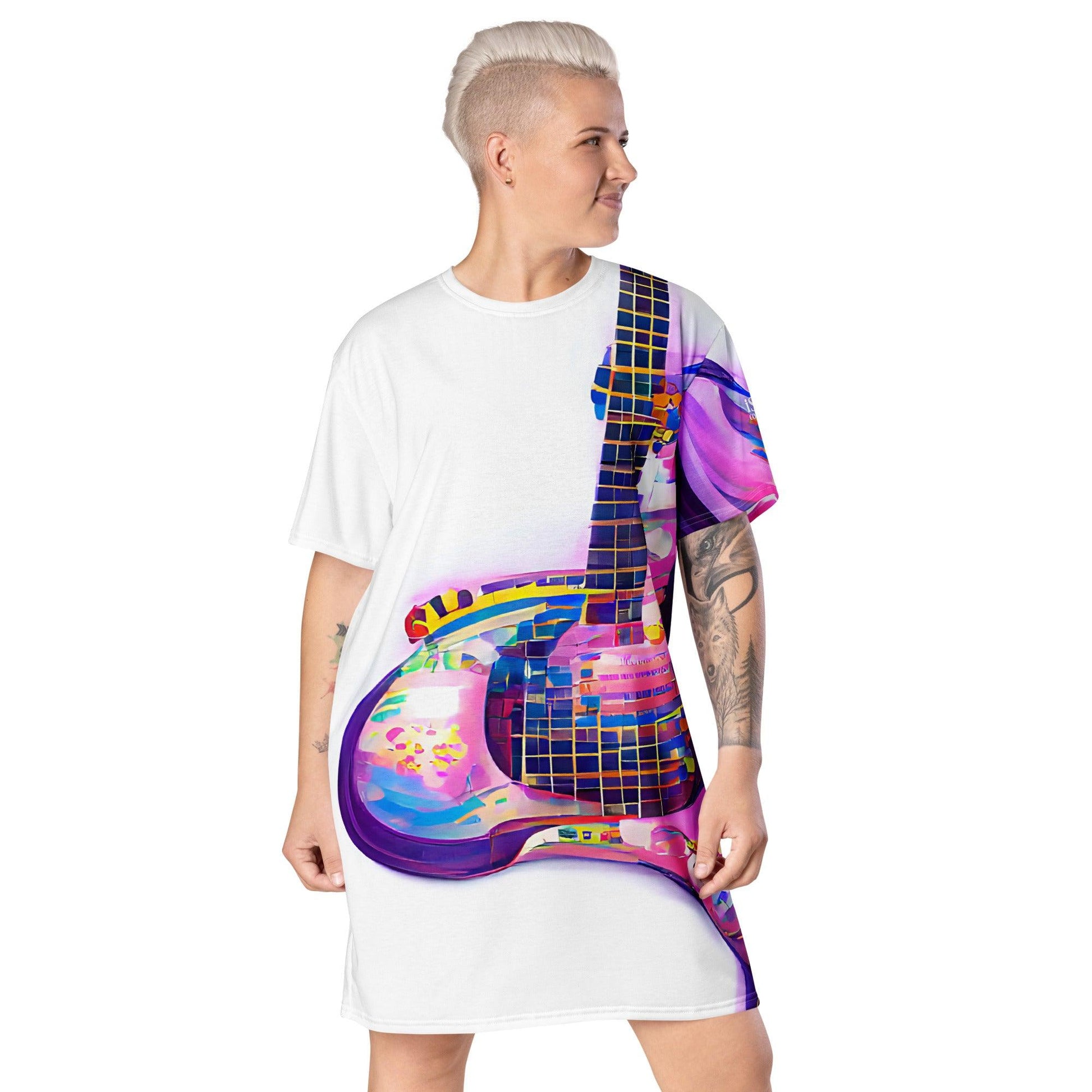 Hippie Guitar - Womens T-Shirt Dress - iSAW Company