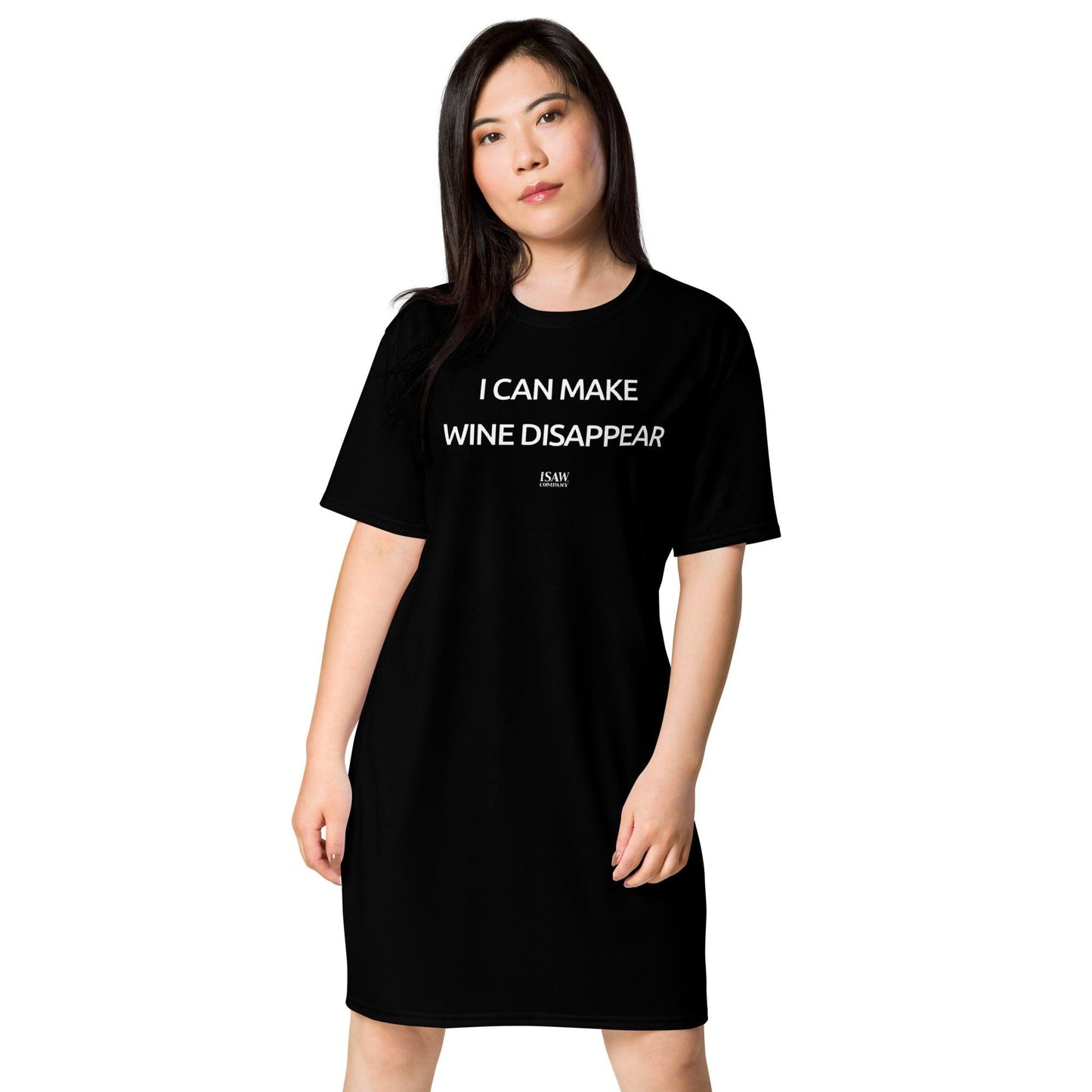 I Can Make Wine Disappear - Womens Black T-Shirt Dress - iSAW Company