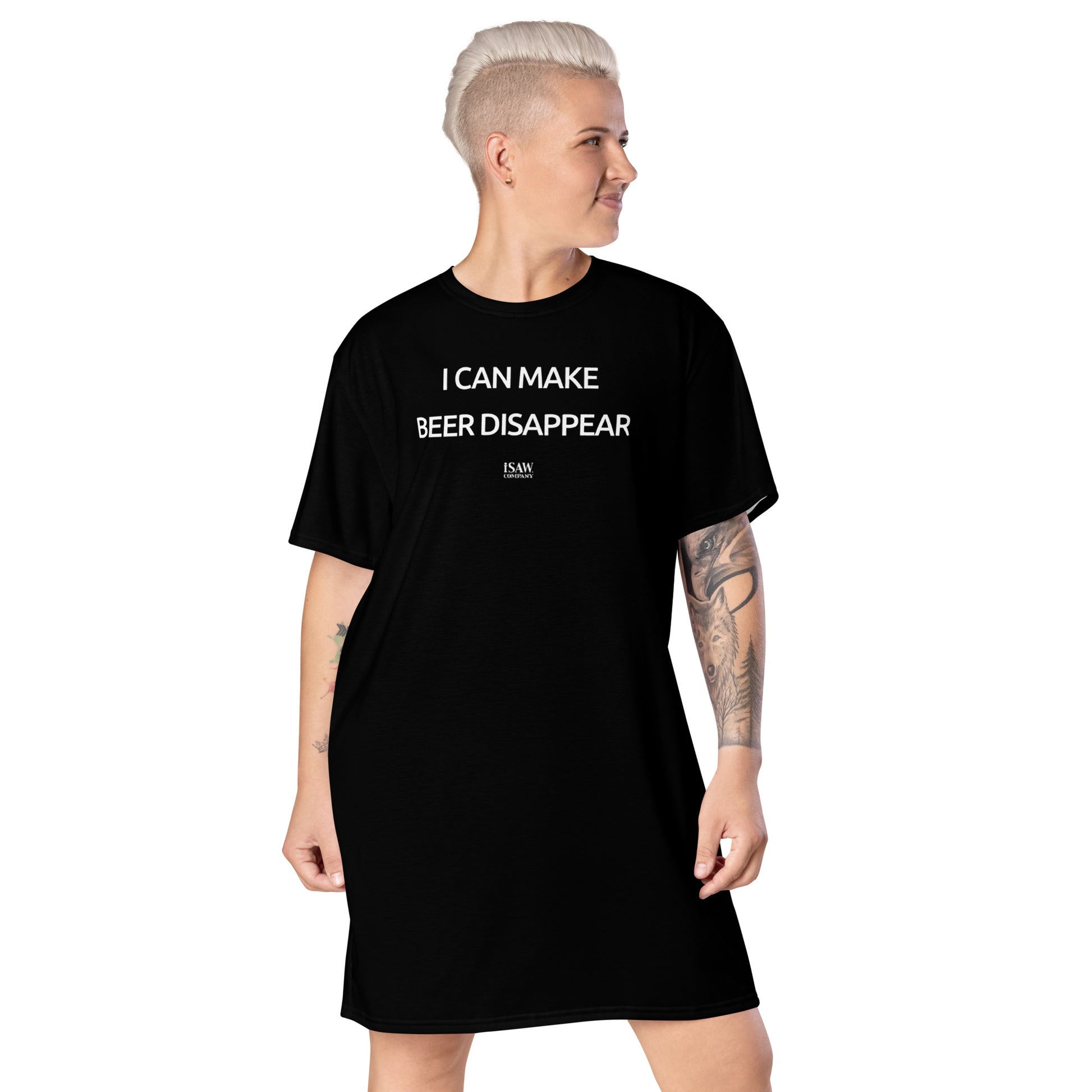 I Can Make Beer Disappear - Womens Black T-Shirt Dress - iSAW Company