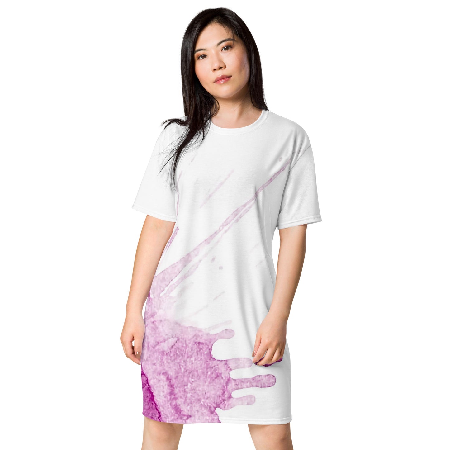 Watercolour Pink Splash - Womens T-Shirt Dress - iSAW Company