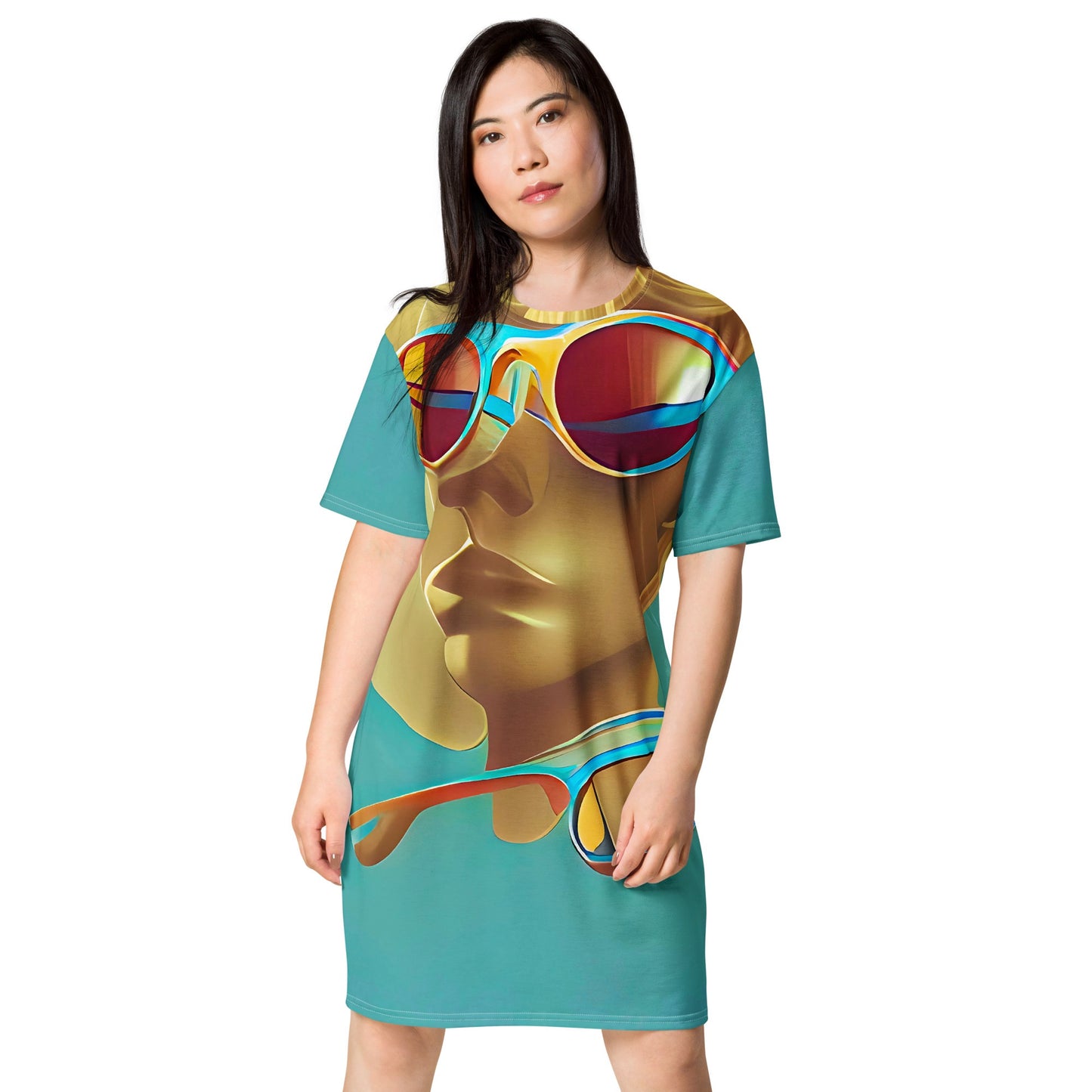 Retro Cool Blue - Womens T-Shirt Dress - iSAW Company