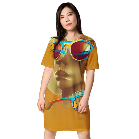 Retro Cool Orange - Womens T-Shirt Dress - iSAW Company