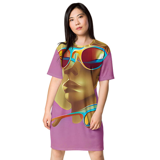 Retro Cool Pink - Womens T-Shirt Dress - iSAW Company