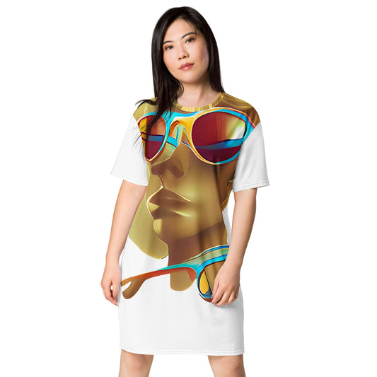 Retro Cool White - Womens T-Shirt Dress - iSAW Company