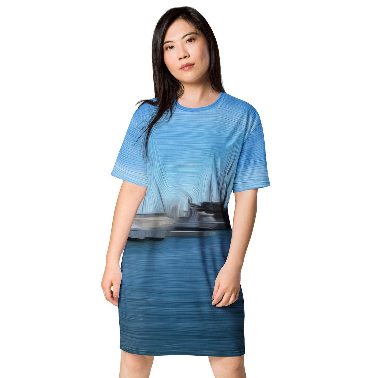 The Sleeping Yachts (at Morning) - Womens T-Shirt Dress - iSAW Company