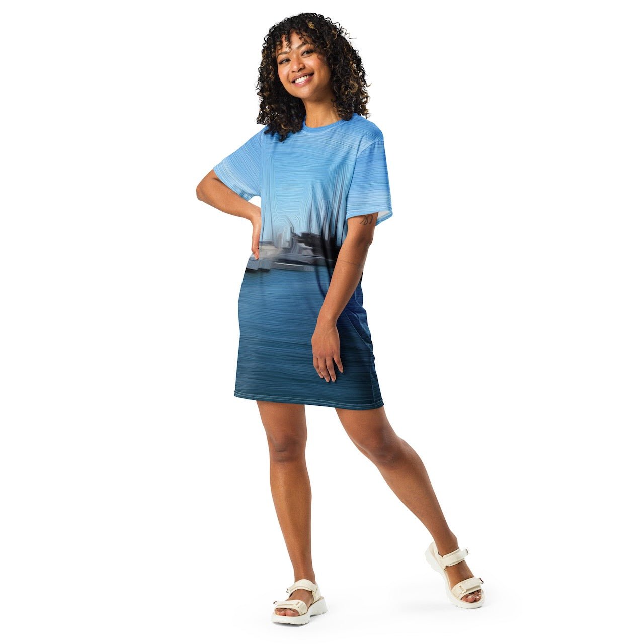 The Sleeping Yachts (at Morning) - Womens T-Shirt Dress - iSAW Company