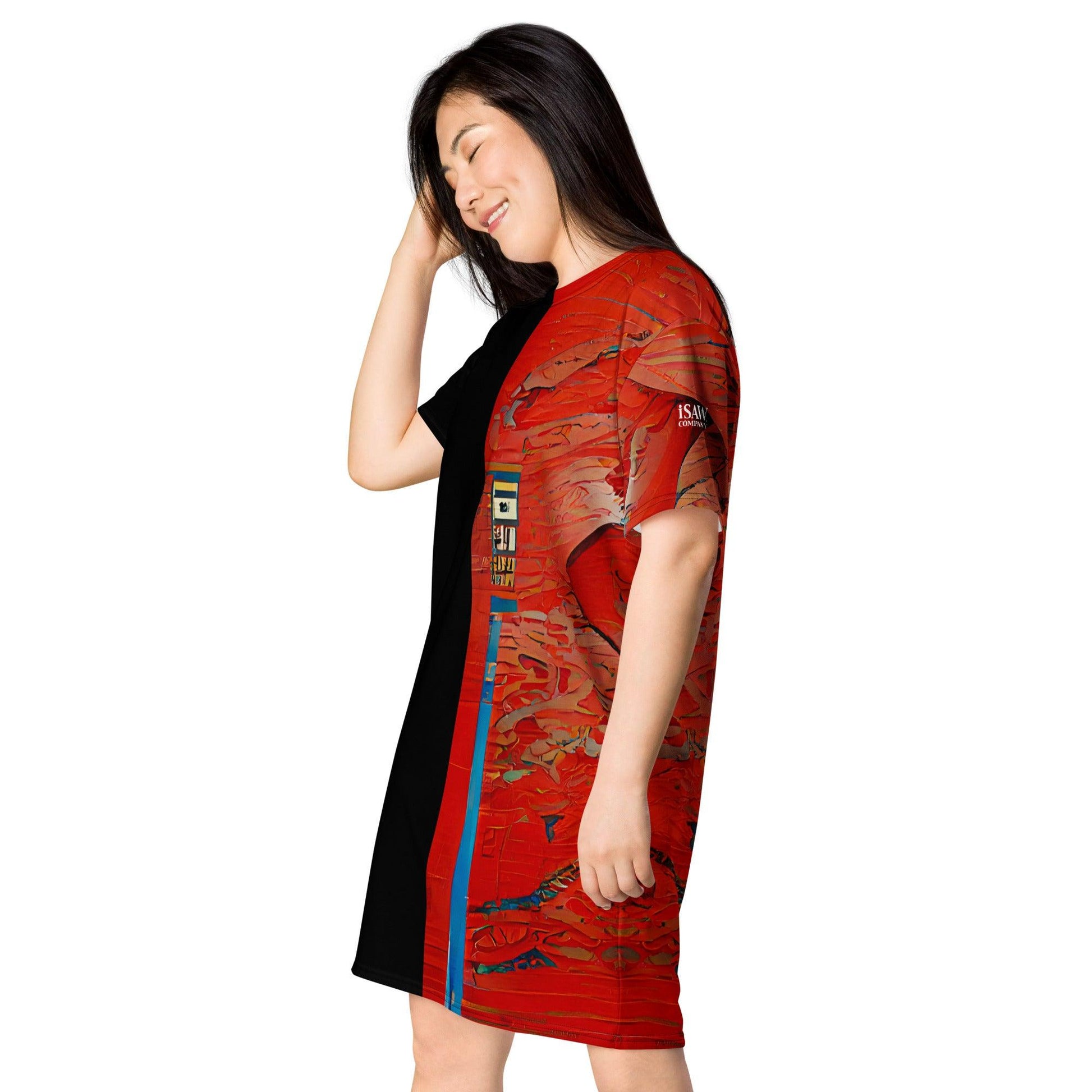 Half Black Half Hónghǎi - Womens T-Shirt Dress - iSAW Company