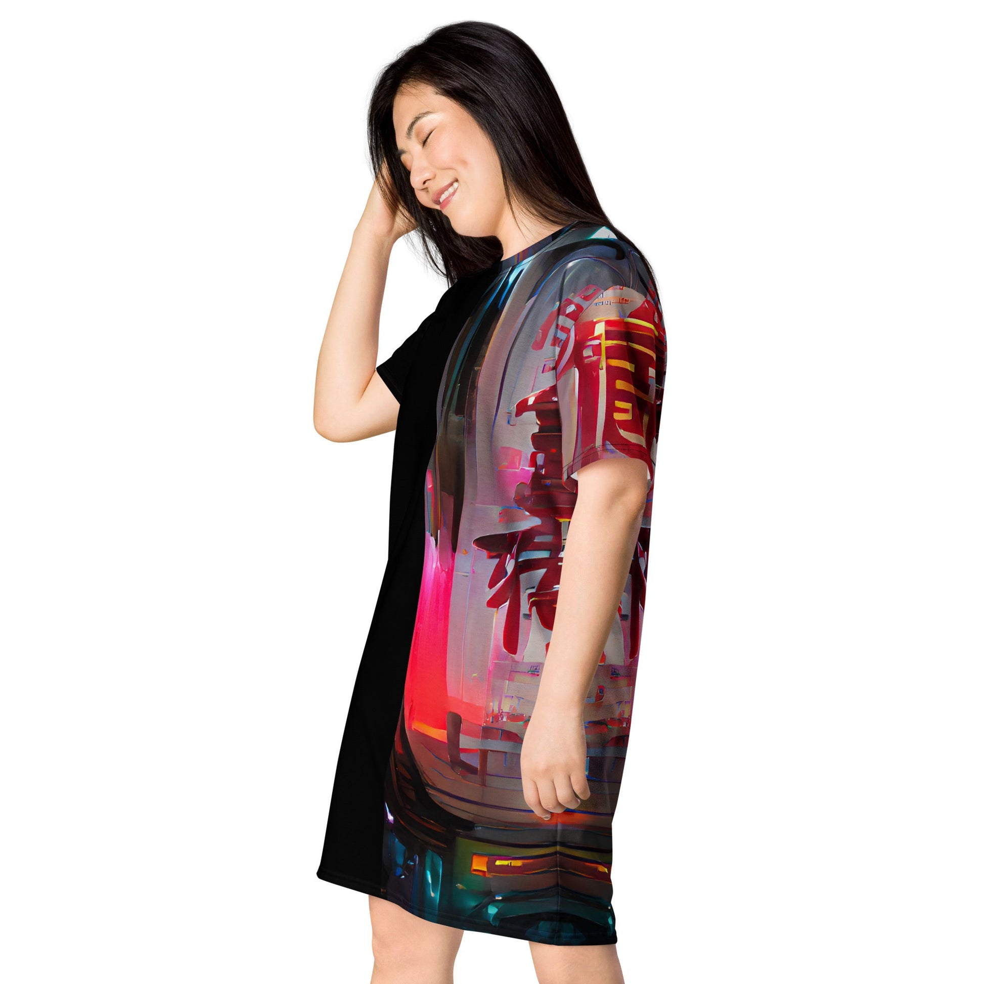 Half Black Half Báijiǔ - Womens T-Shirt Dress - iSAW Company