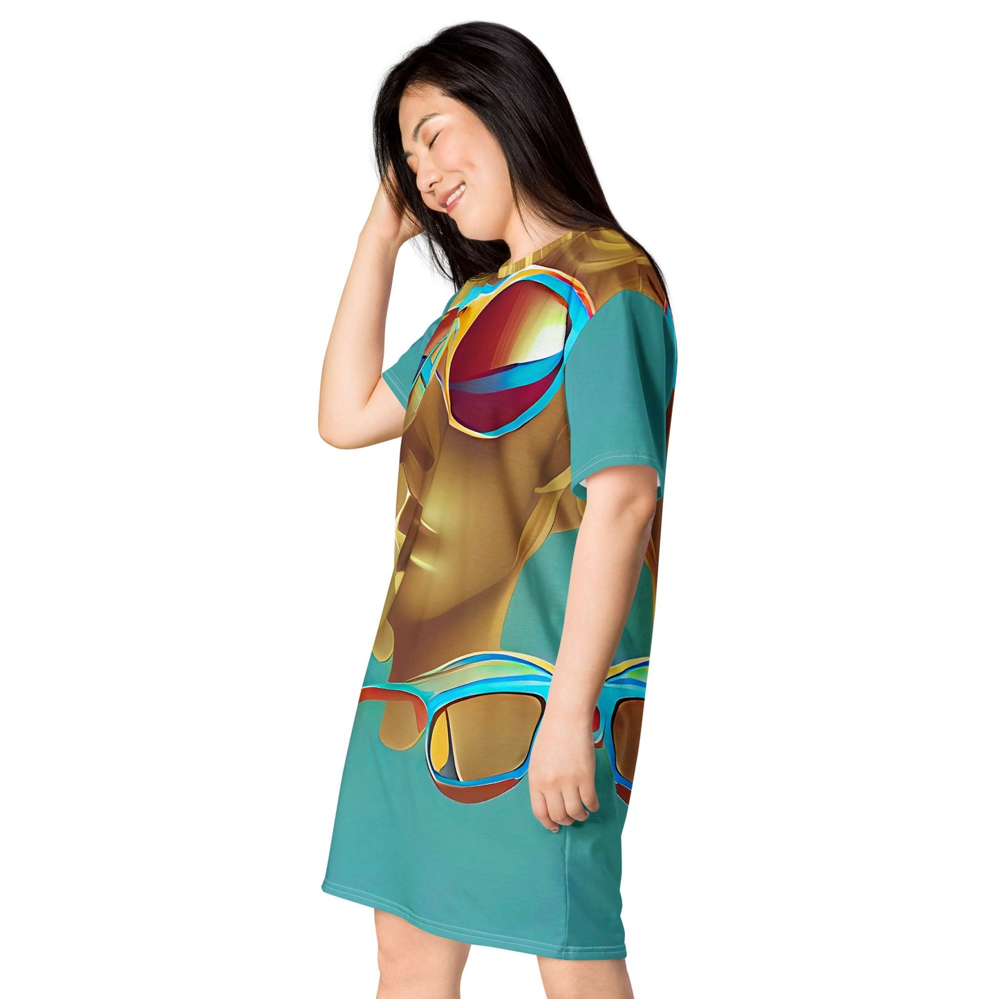 Retro Cool Blue - Womens T-Shirt Dress - iSAW Company