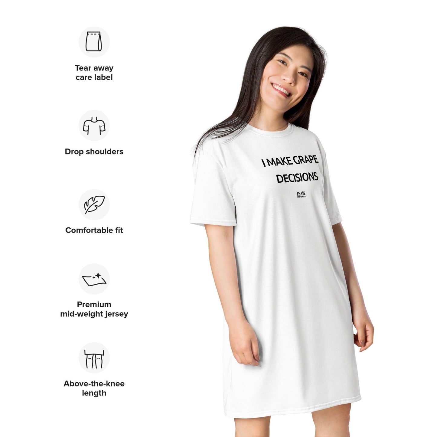 I Make Grape Decisions - Womens White T-Shirt Dress