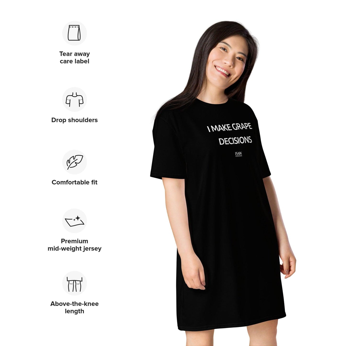 I Make Grape Decisions - Womens Black T-Shirt Dress