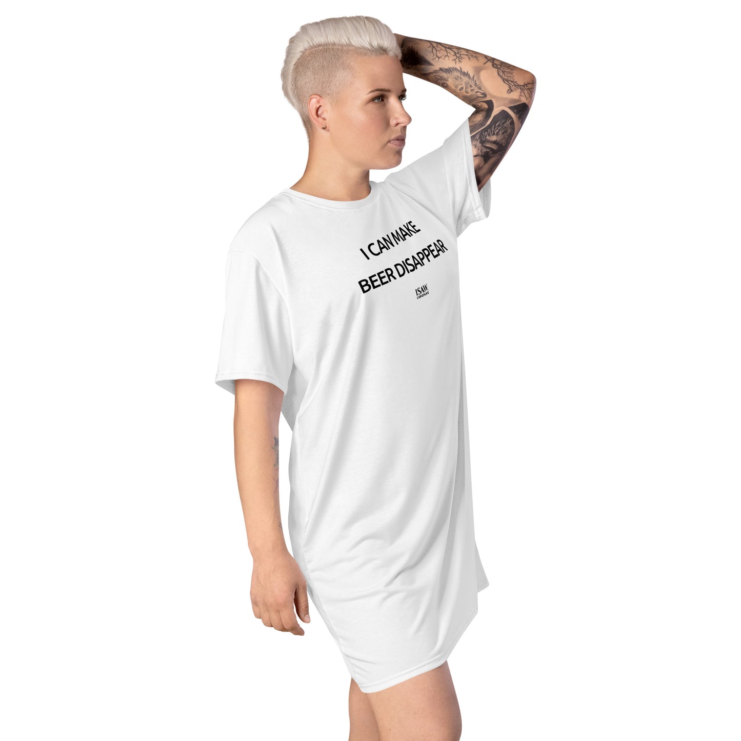 I Can Make Beer Disappear - Womens White T-Shirt Dress - iSAW Company