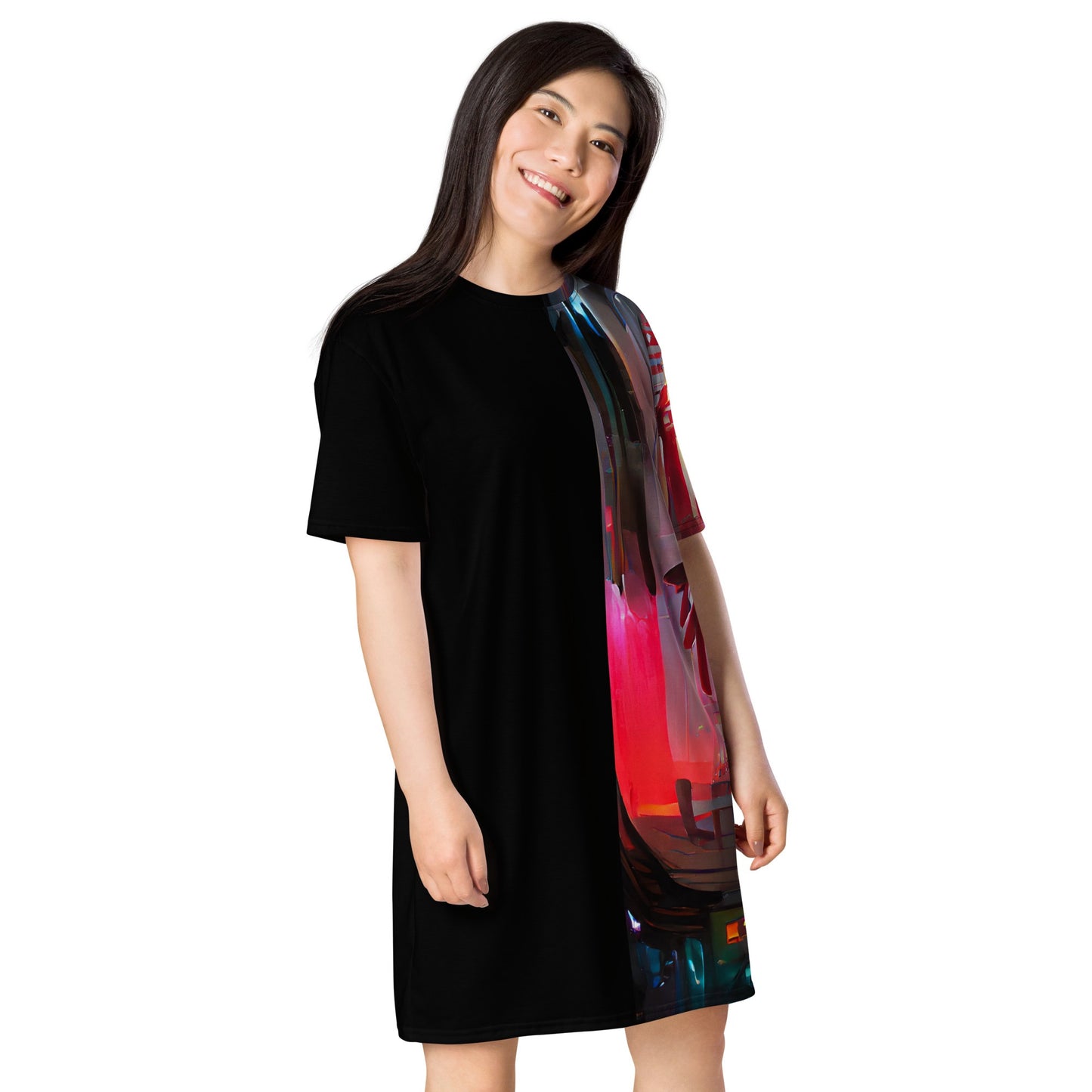 Half Black Half Báijiǔ - Womens T-Shirt Dress - iSAW Company