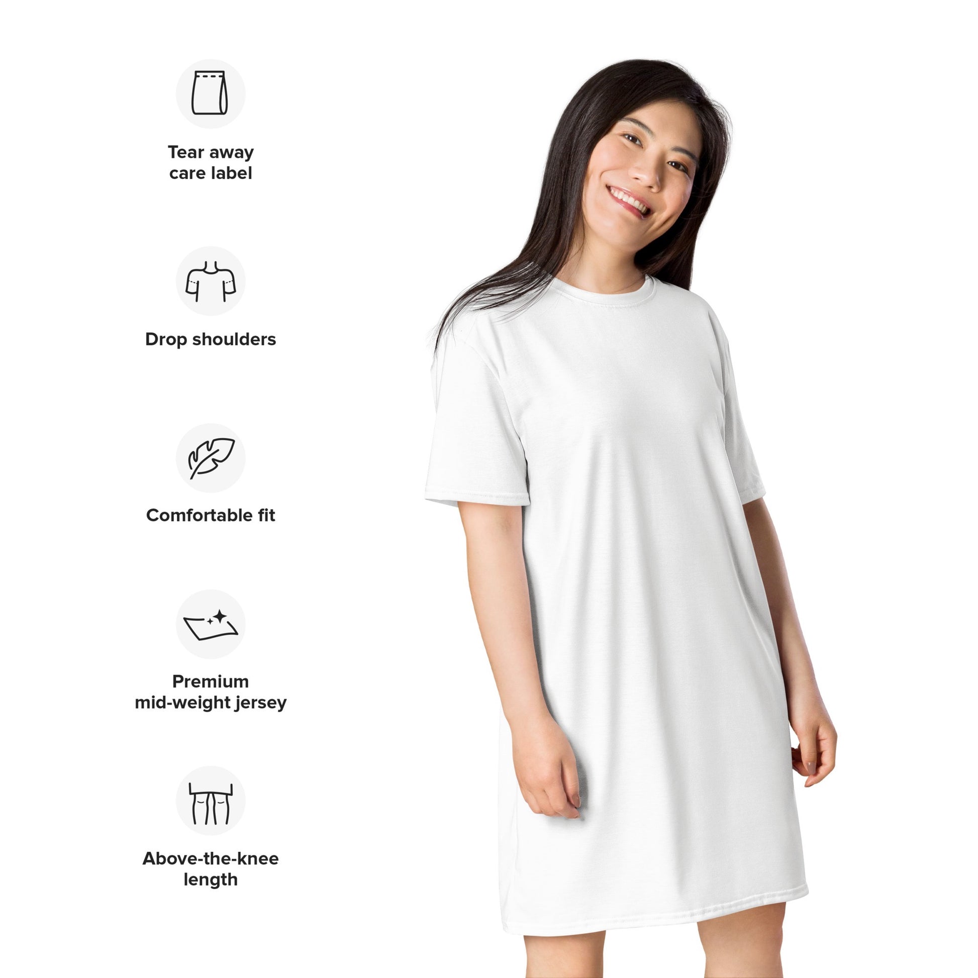 iSAW Womens White T-Shirt Dress - iSAW Company
