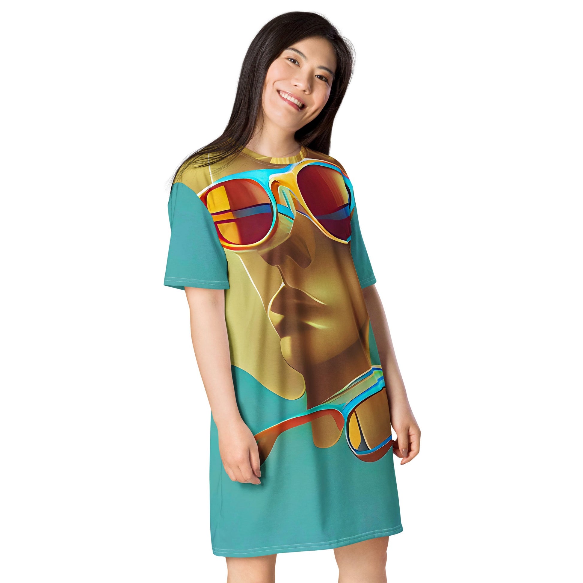 Retro Cool Blue - Womens T-Shirt Dress - iSAW Company