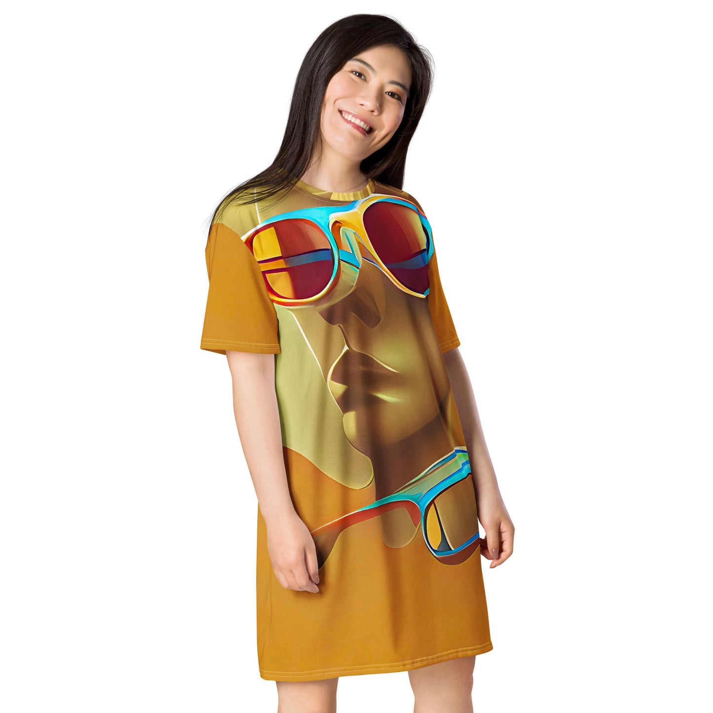 Retro Cool Orange - Womens T-Shirt Dress - iSAW Company