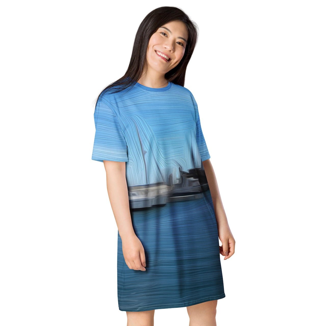 The Sleeping Yachts (at Morning) - Womens T-Shirt Dress - iSAW Company