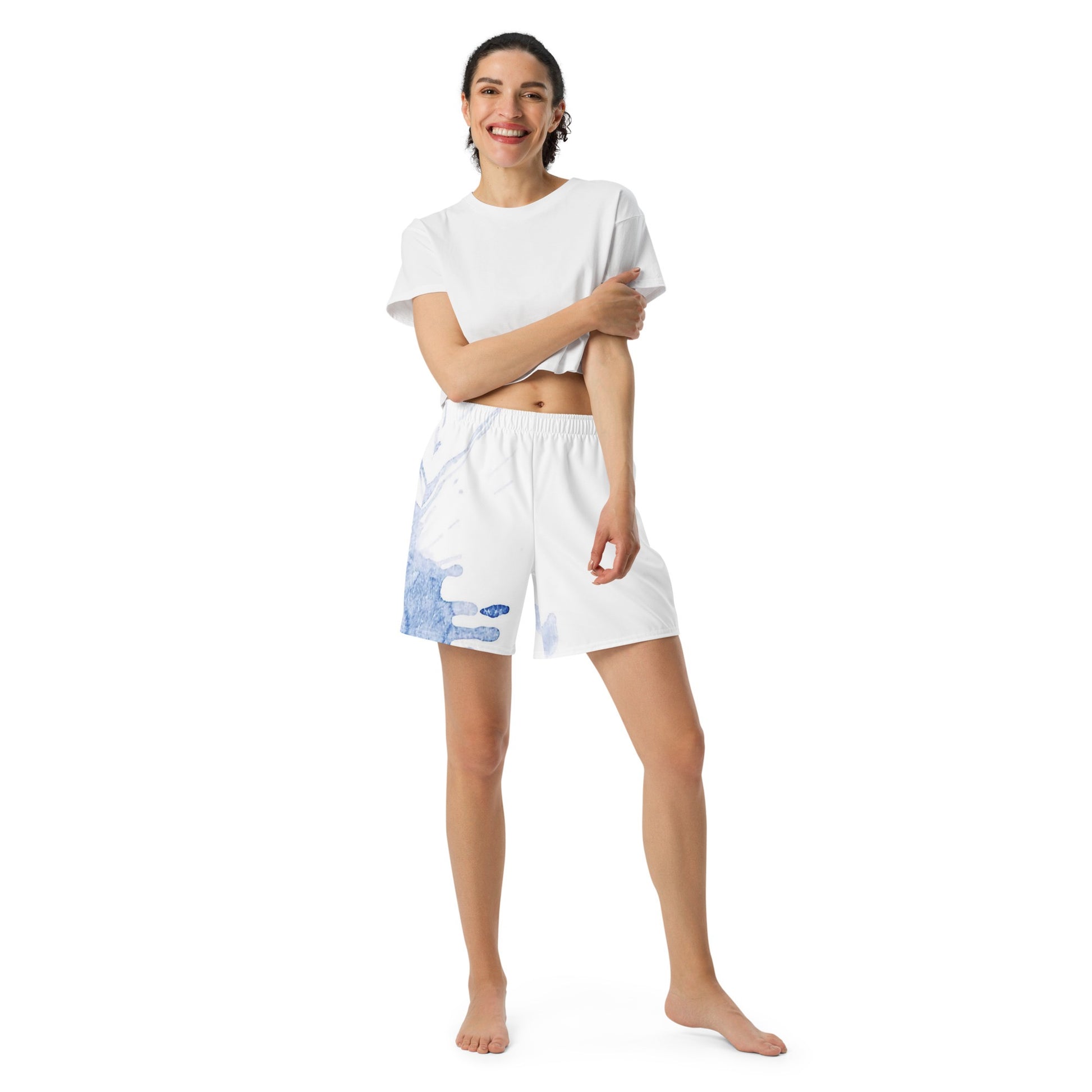 Watercolour Blue Splash - Unisex Athletic Shorts - iSAW Company