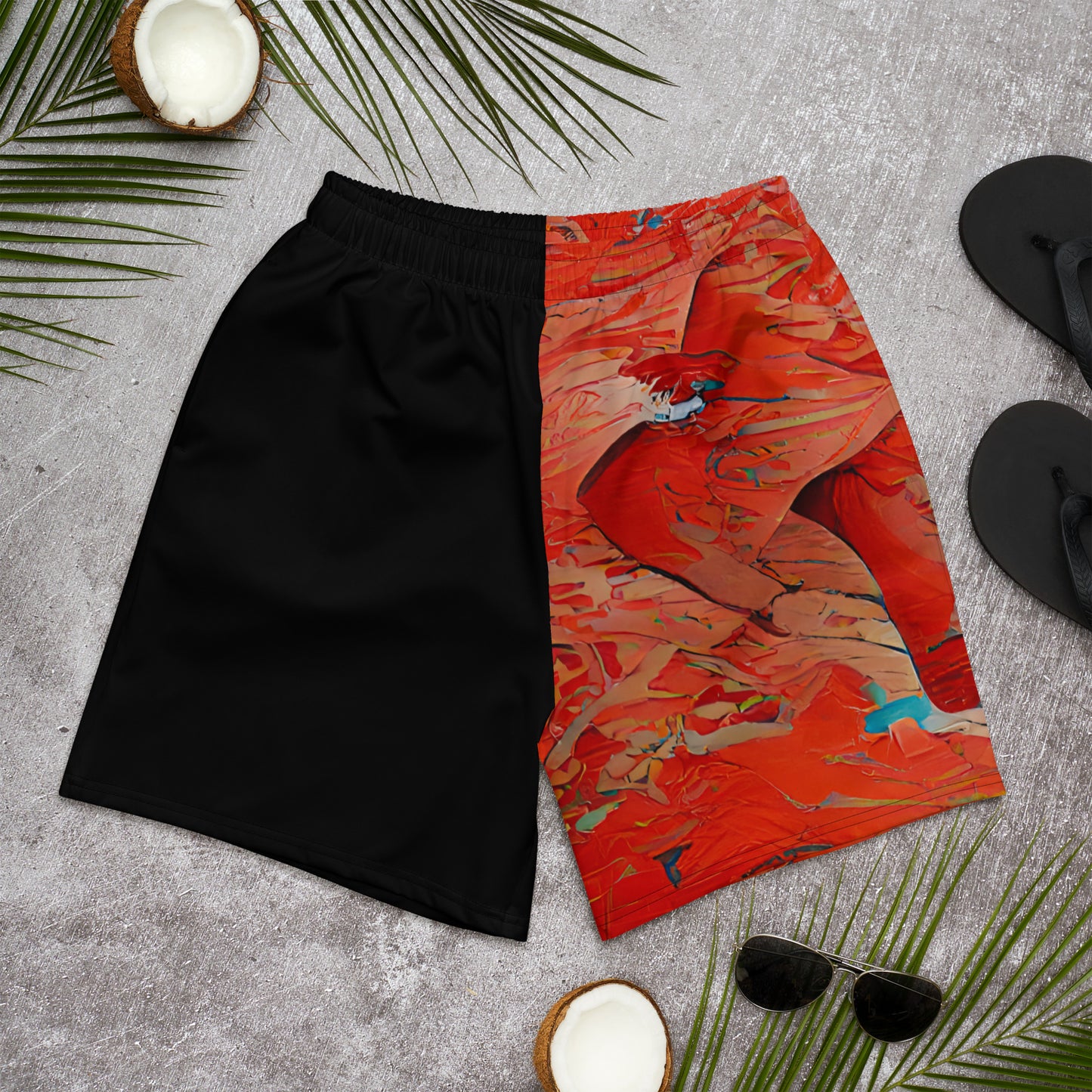 Half Black Half Hónghǎi - Mens Athletic Shorts - iSAW Company