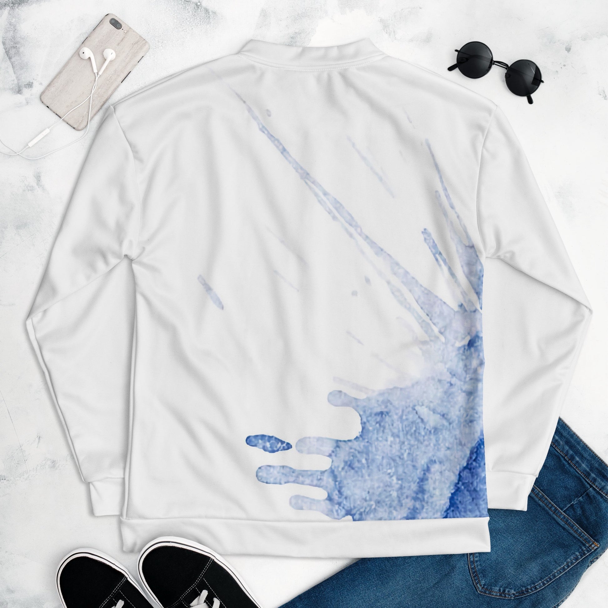 Watercolour Blue Splash - Unisex Bomber Jacket - iSAW Company