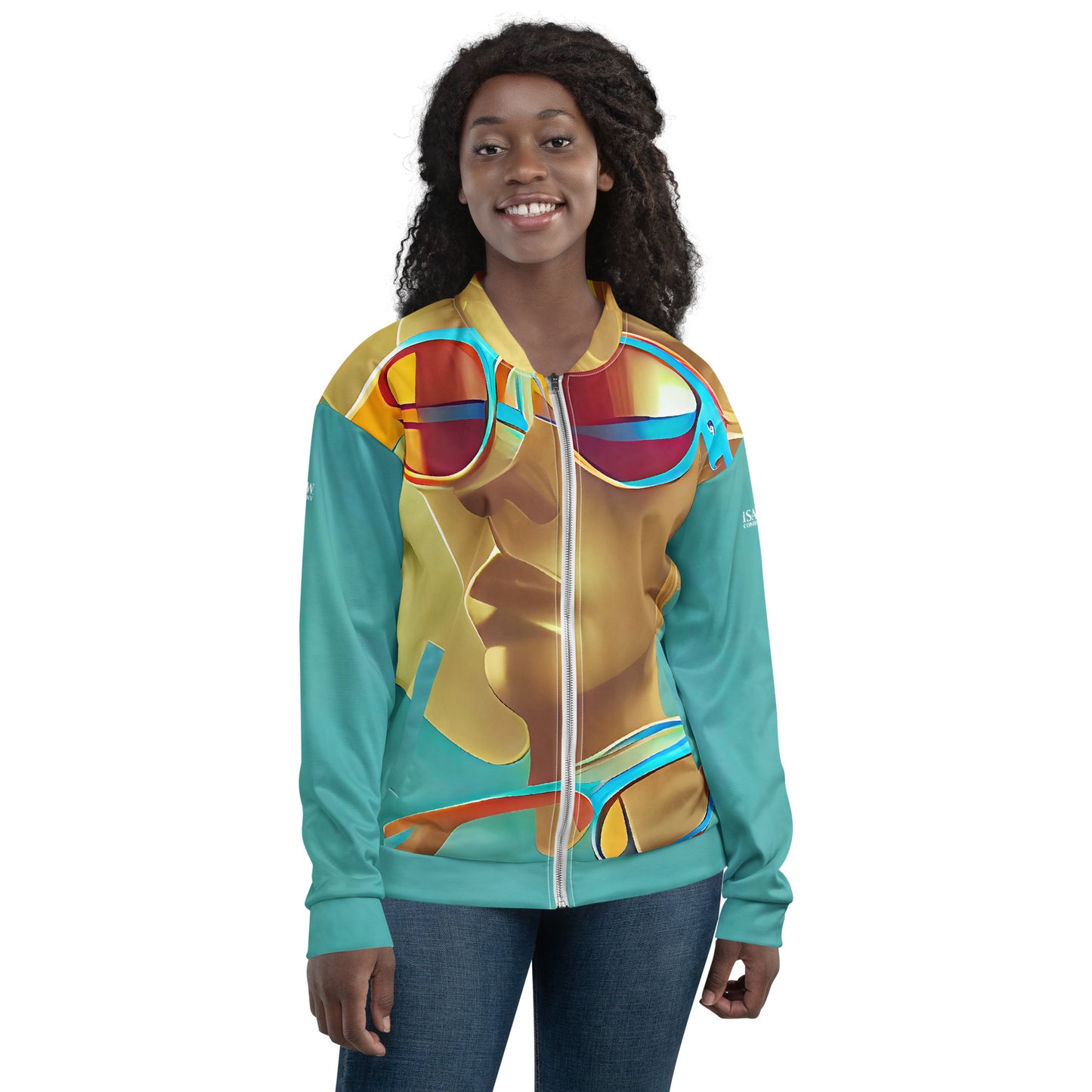 Retro Cool Blue - Womens Bomber Jacket - iSAW Company