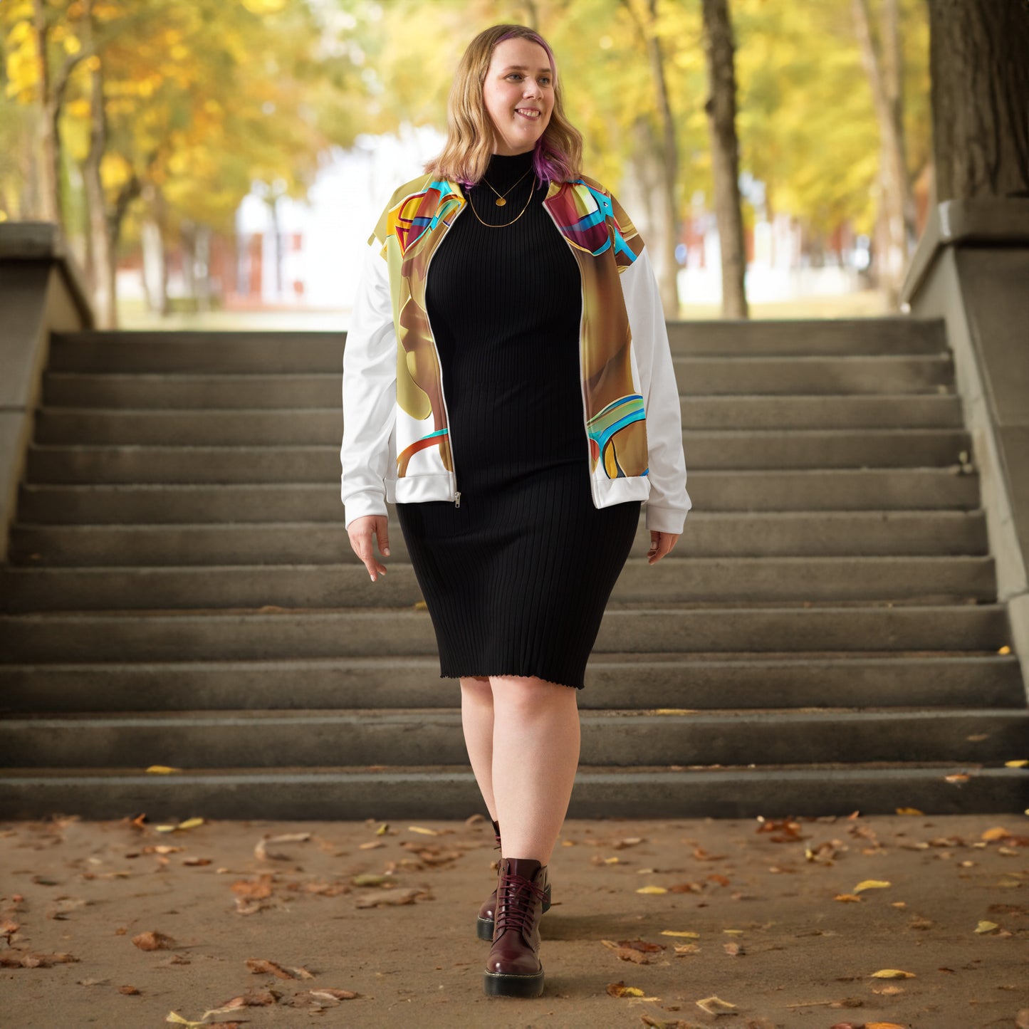 Retro Cool White - Womens Bomber Jacket - iSAW Company