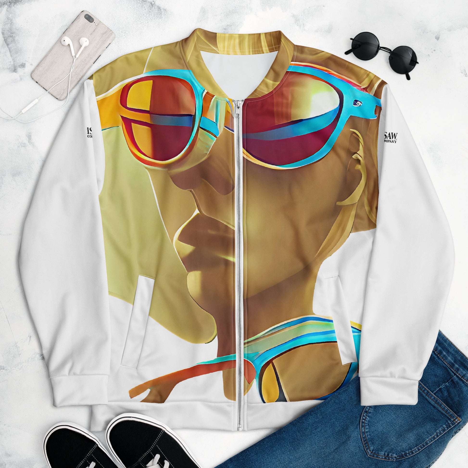 Retro Cool White - Womens Bomber Jacket - iSAW Company