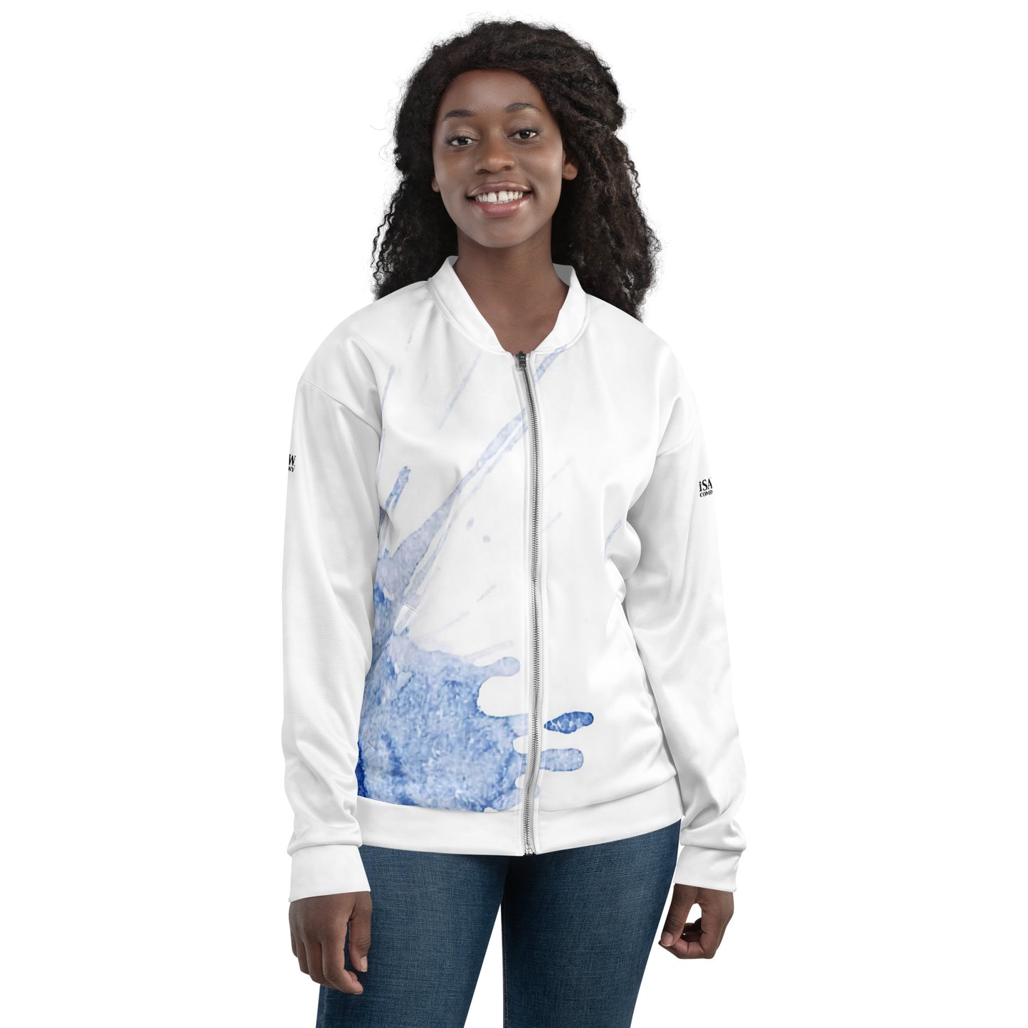 Watercolour Blue Splash - Unisex Bomber Jacket - iSAW Company