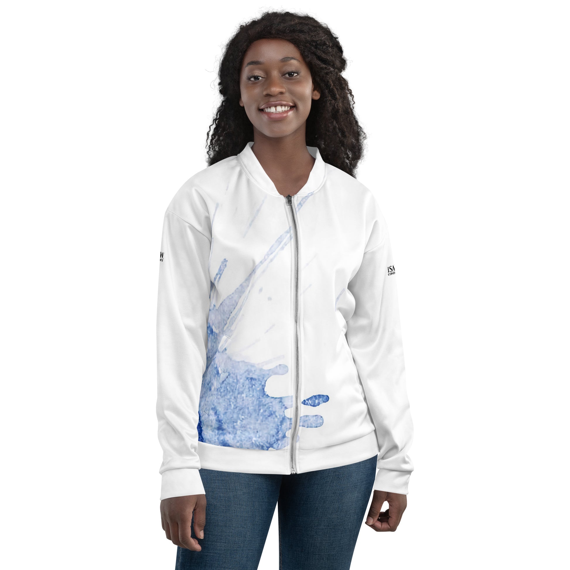 Watercolour Blue Splash - Unisex Bomber Jacket - iSAW Company