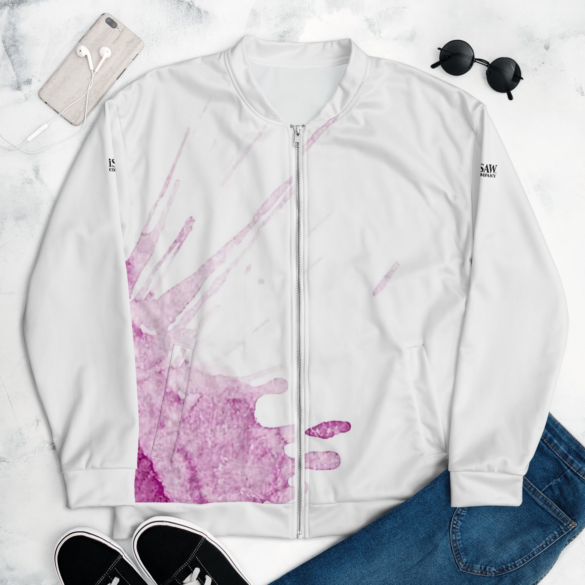 Watercolour Pink Splash - Unisex Bomber Jacket - iSAW Company