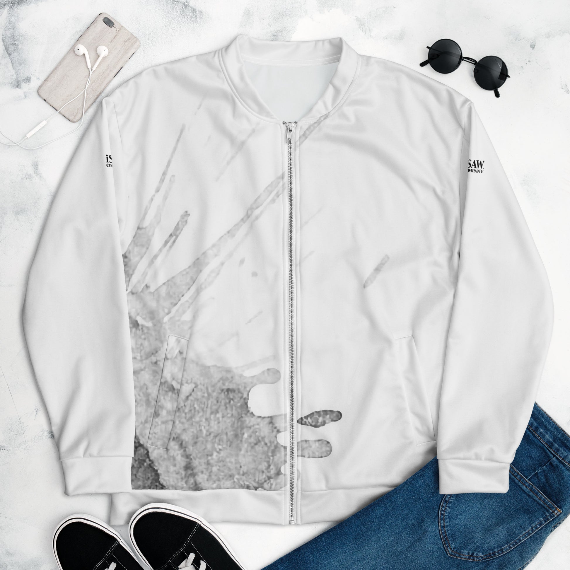 Watercolour Grey Splash - Unisex Bomber Jacket - iSAW Company