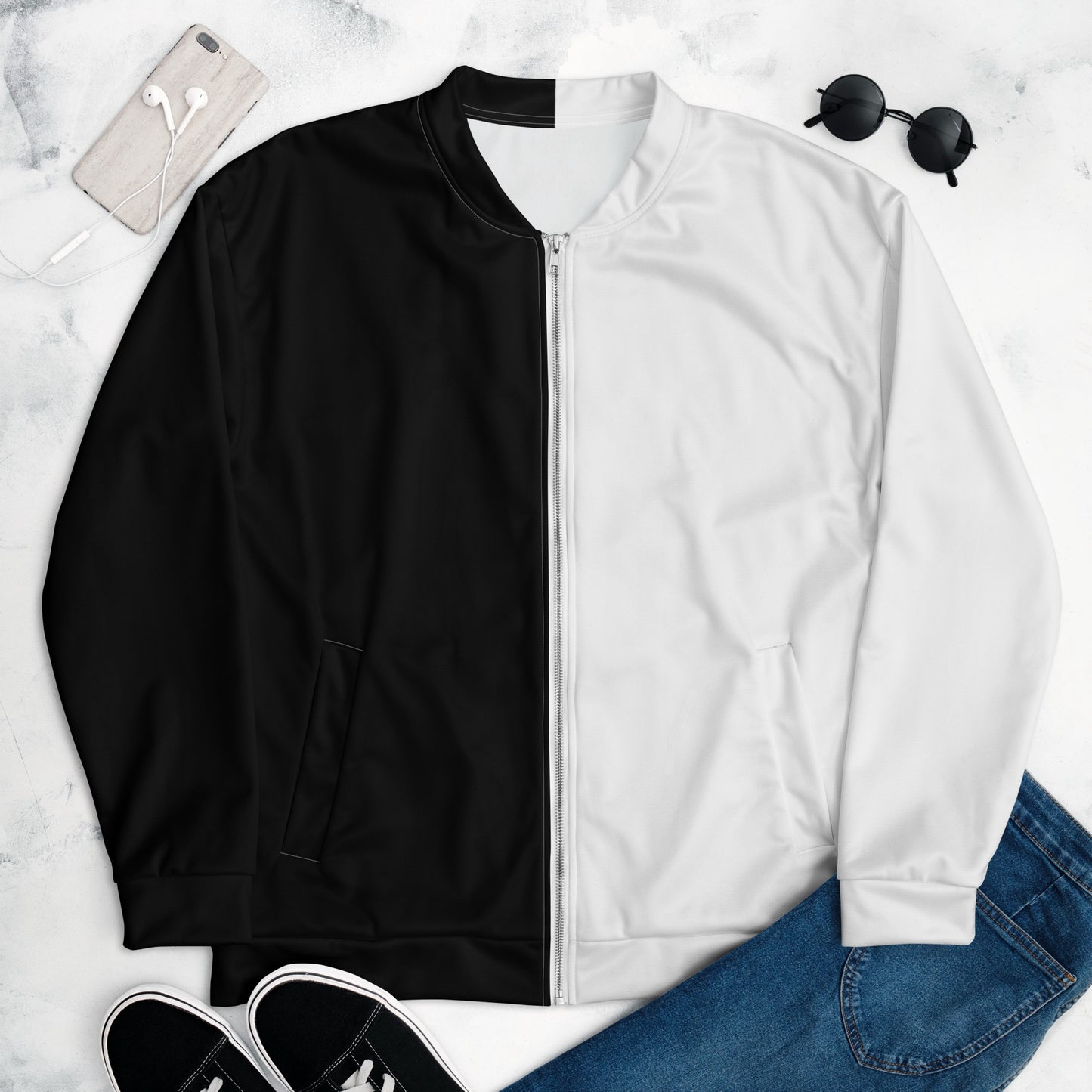 Half Black Half White - Unisex Bomber Jacket - iSAW Company