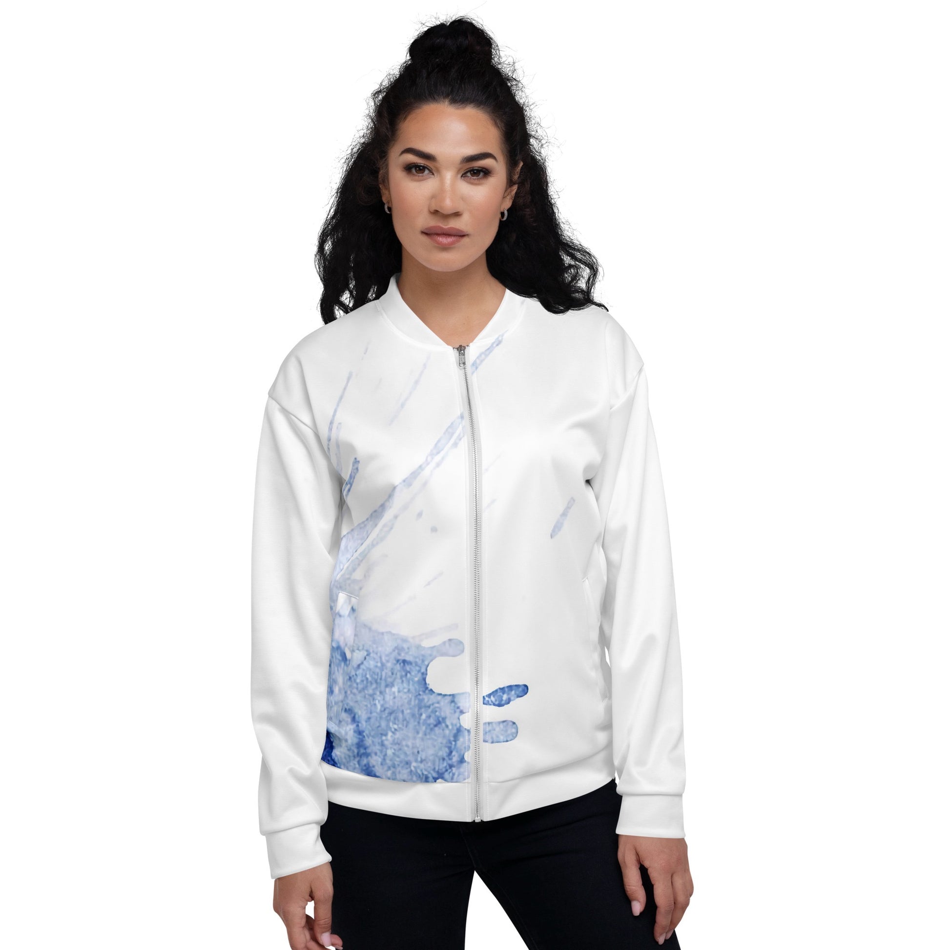 Watercolour Blue Splash - Unisex Bomber Jacket - iSAW Company