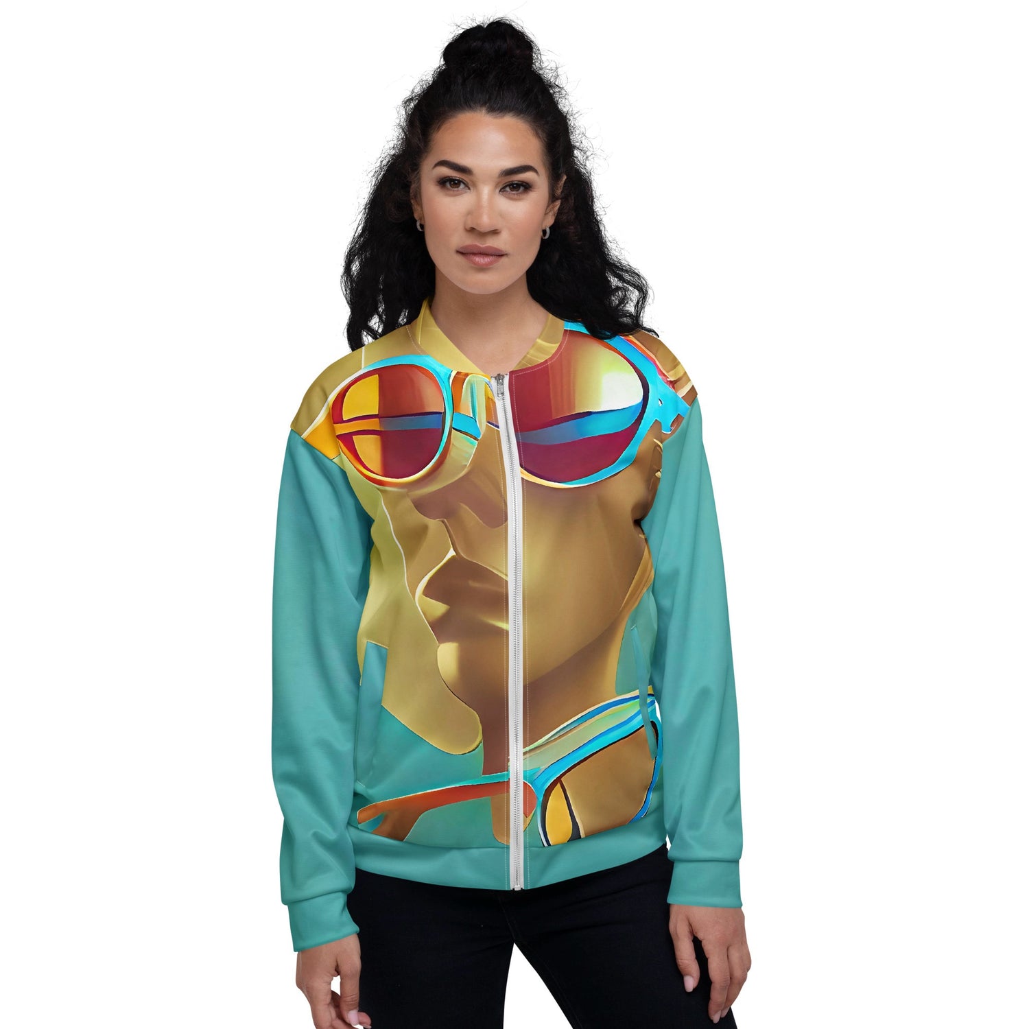 Retro Cool Blue - Womens Bomber Jacket - iSAW Company