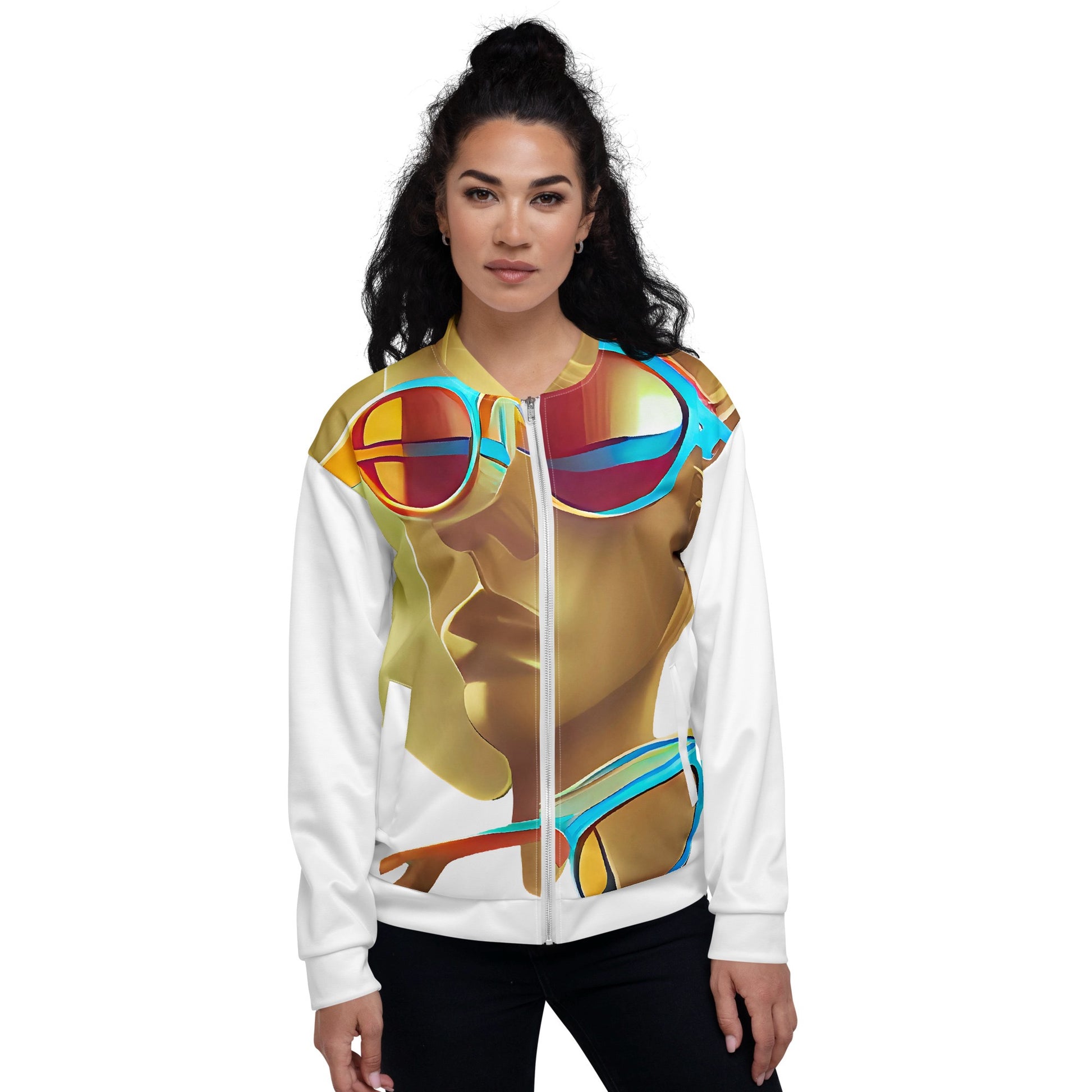 Retro Cool White - Womens Bomber Jacket - iSAW Company