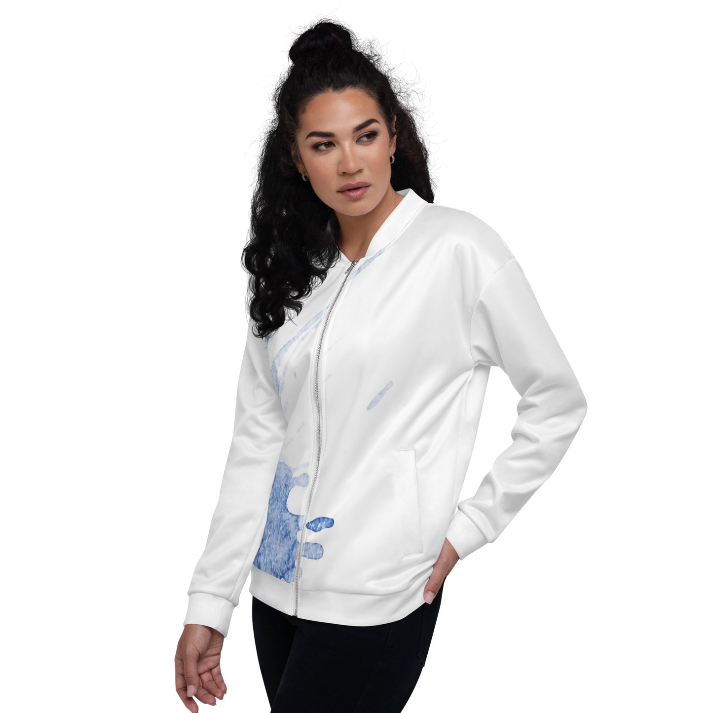 Watercolour Blue Splash - Unisex Bomber Jacket - iSAW Company