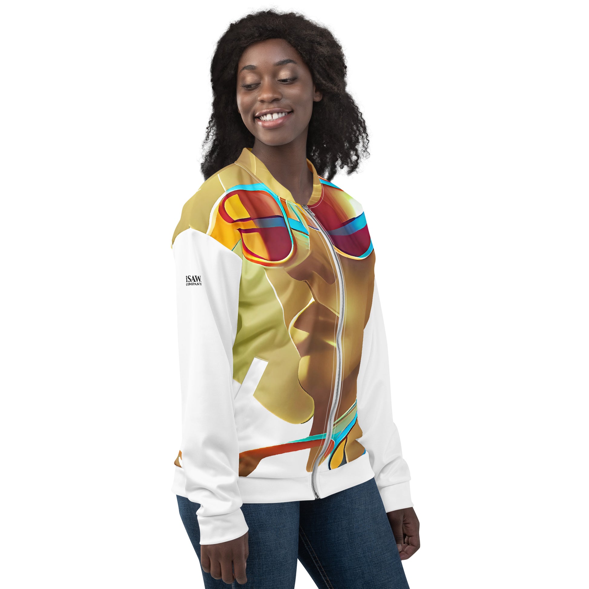 Retro Cool White - Womens Bomber Jacket - iSAW Company