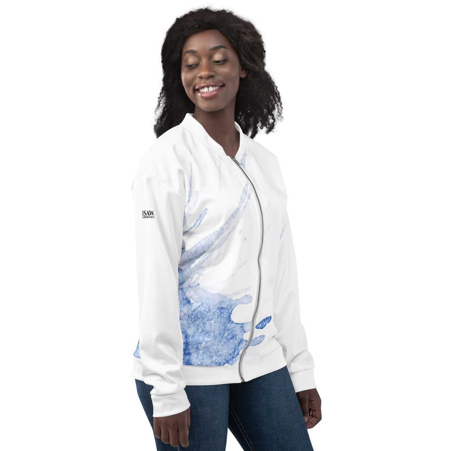 Watercolour Blue Splash - Unisex Bomber Jacket - iSAW Company