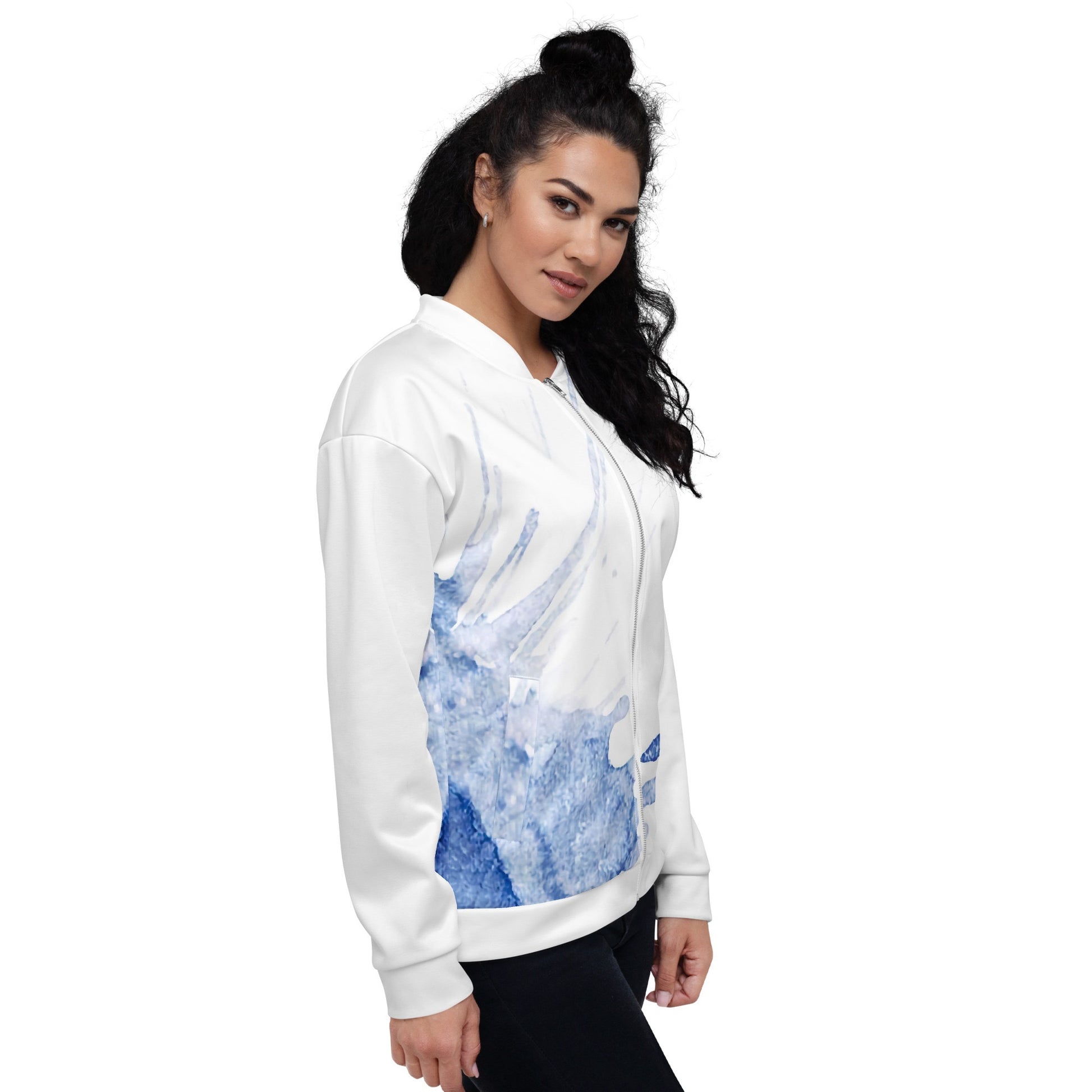 Watercolour Blue Splash - Unisex Bomber Jacket - iSAW Company
