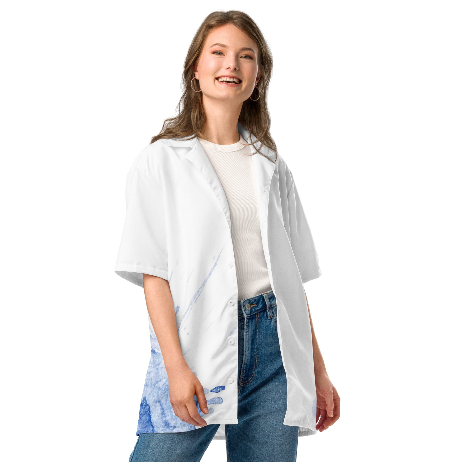 Watercolour Blue Splash - Unisex Button Shirt - iSAW Company