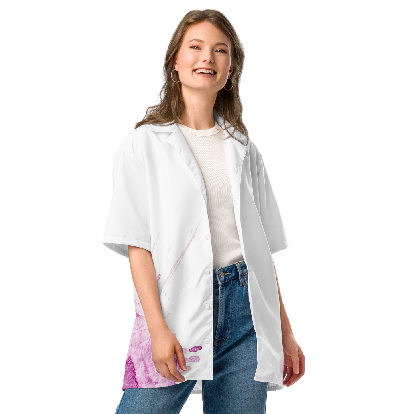 Watercolour Pink Splash - Unisex Button Shirt - iSAW Company