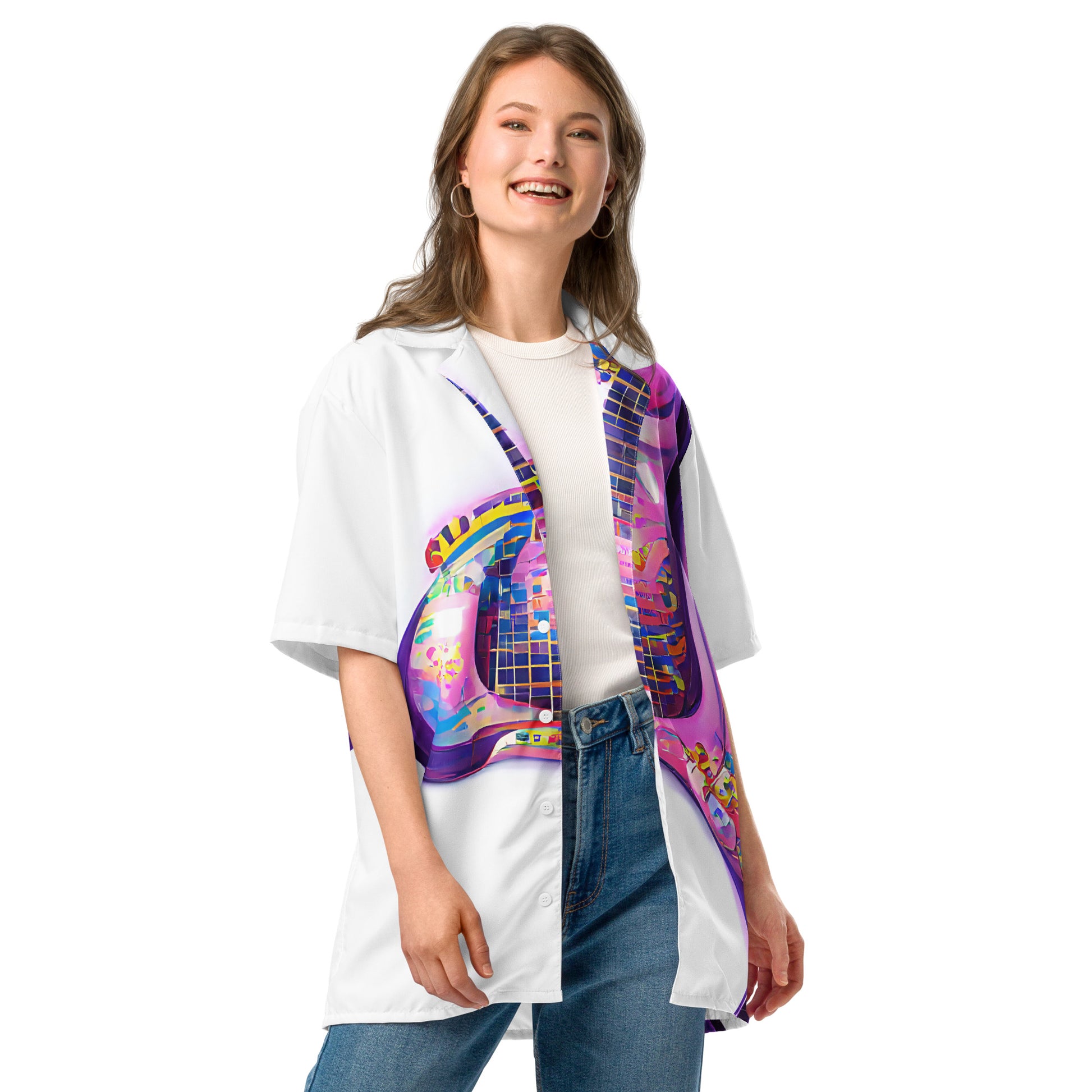 Hippie Guitar - Womens Button Shirt - iSAW Company