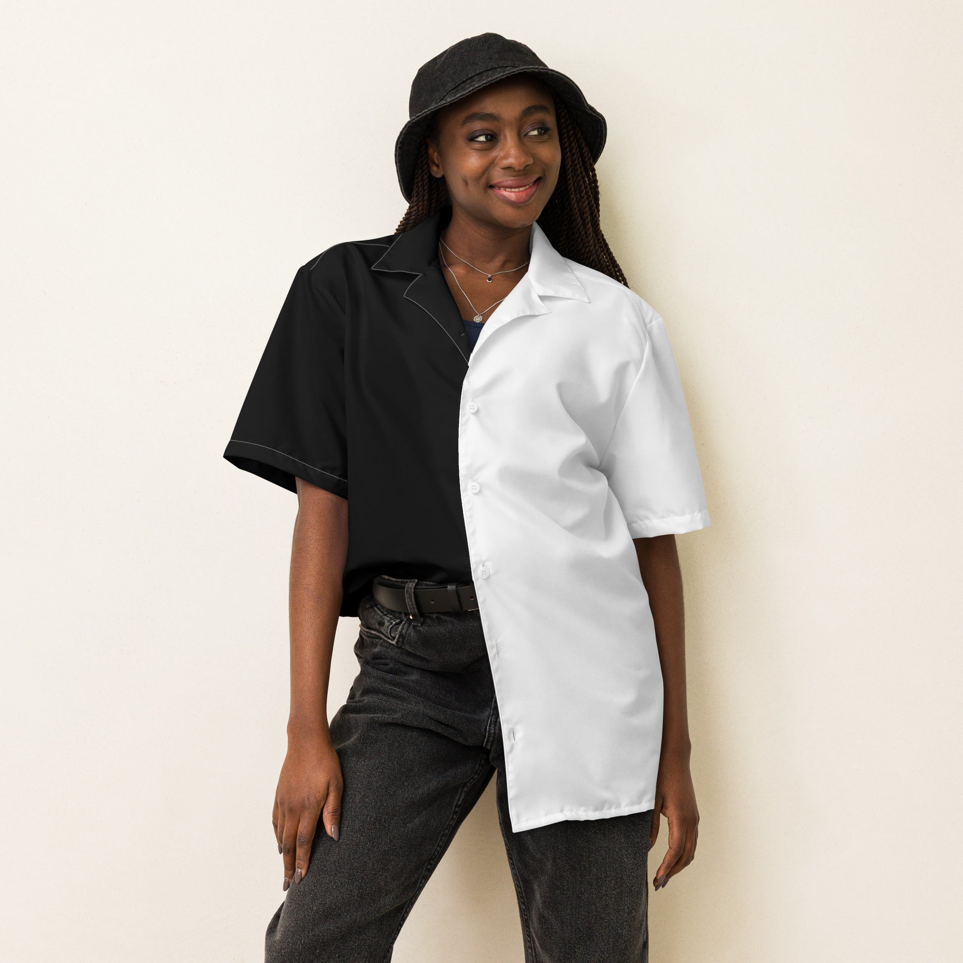 Half Black Half White - Unisex Button Shirt - iSAW Company