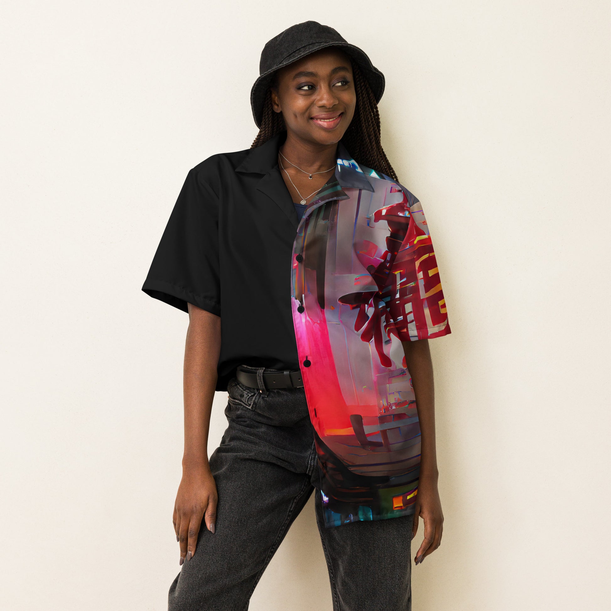 Half Black Half Báijiǔ - Unisex Button Shirt - iSAW Company