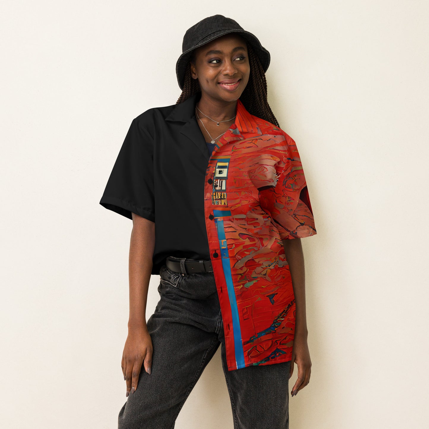 Half Black Half Hónghǎi - Unisex Button Shirt - iSAW Company