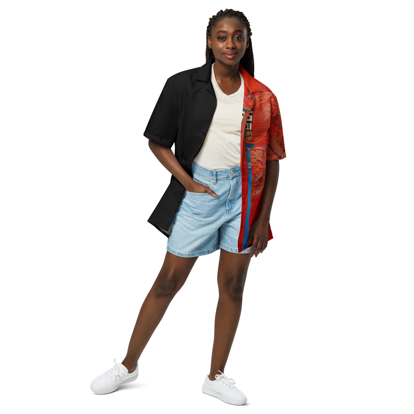 Half Black Half Hónghǎi - Unisex Button Shirt - iSAW Company